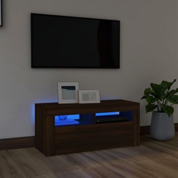 ТВ шкаф с LED осветление Trevino, кафяв дъб, 90x35x40 см