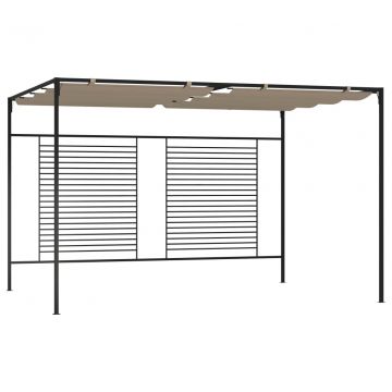 Шатра с прибиращ се покрив, 3x4x2,3 м, сива, 180 г/м²