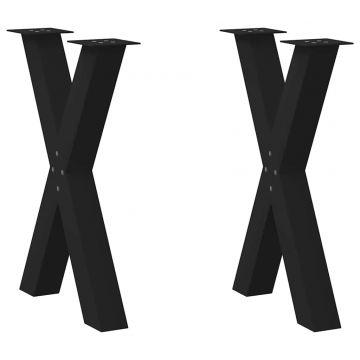 Крака за маса за хранене с форма на X 2 бр. черни 50x(72-73) cm