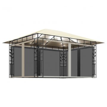 Шатра с комарник и LED стринг, 4x3x2,73 м, 180 г/м², кремава