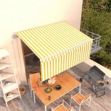 Автоматично прибиращ се сенник с щора Moody, 3x2,5 м, жълто и бяло