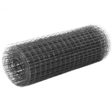 Кокошкарска мрежа Glenn, стомана с PVC покритие, 10x0,5 м, сива