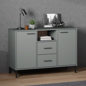 Бюфет с метални крака сива 113x40x77 см масивно дърво OSLO