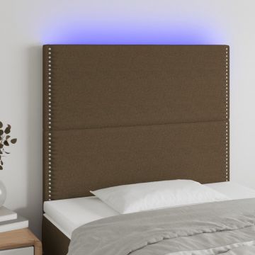 LED горна табла за легло, тъмнокафява,80x5x118/128 см, плат