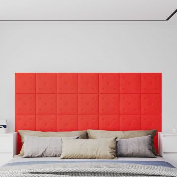 Стенни панели 12 бр червени 30x30 см изкуствена кожа 1 Ramone,08 м²