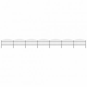 Градинска ограда с пики, стомана, (1-1,25)x11,9 м, черна