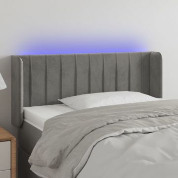 LED горна табла за легло, светлосива,83x16x78/88 см, кадифе