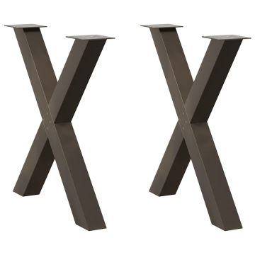 Крака за трапезна маса, X-образни, 2 бр., естествена стомана, 70 x (72-73) см, стомана