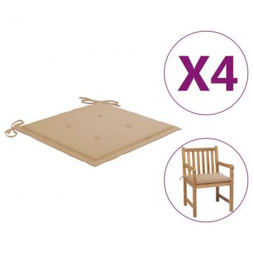 Възглавници за столове 4 бр бежови 50x50x3 см Оксфорд плат
