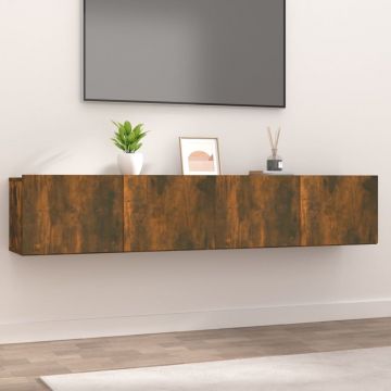ТB шкафове, 2 бр, опушен дъб, 80x30x30 см, инженерно дърво