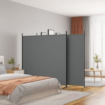 Параван за стая, 3 панела, антрацит, 525x180 cм, текстил