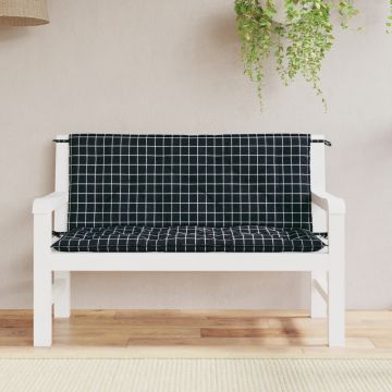 Възглавници за градински пейки 2 бр черно каре 120x50x7 см плат