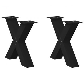 Крака за масичка за кафе с форма на X 2 бр. черни