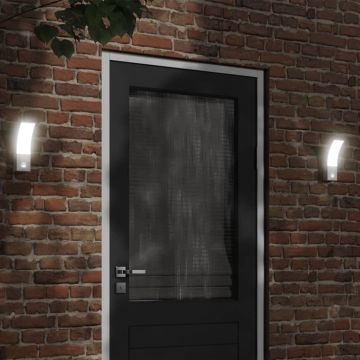 Външни LED стенни лампи със сензори, 2 бр, бял, лят алуминий