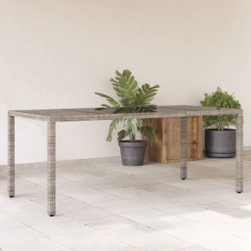 Градинска маса със стъклен плот черен 190x90x75 см полиратан