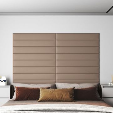 Стенни панели 12 бр капучино 90x15 см изкуствена кожа 1 Alexandre,62 м²