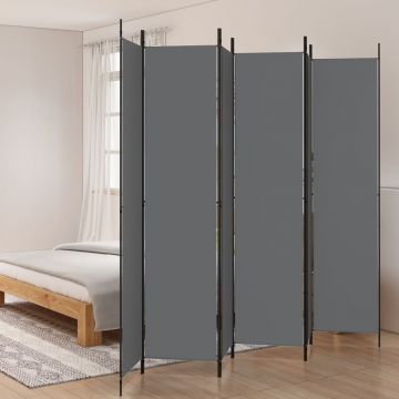 Параван за стая Xiong, 6 панела, антрацит, 300x220 cм, текстил