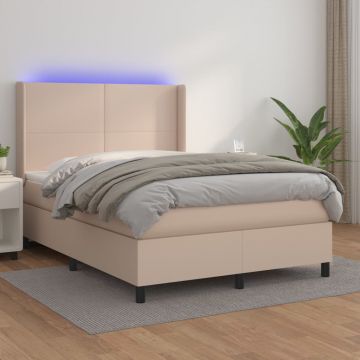 Боксспринг легло с матрак LED капучино 140x190 см