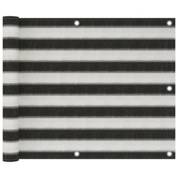 Балконски параван, HDPE, 75x500 см, антрацит и бяло