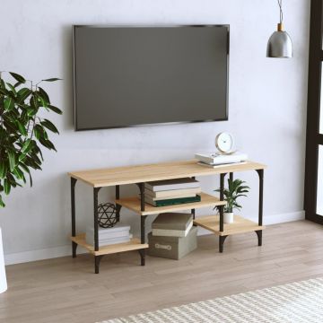 ТВ шкаф, бетонно сиво, 102x35x45,5 см, инженерно дърво