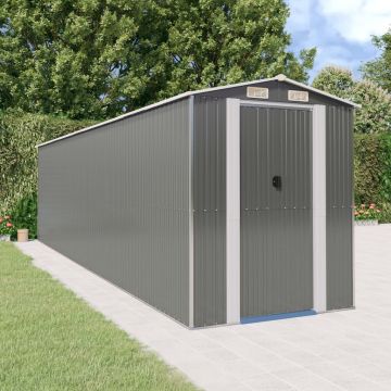 Градинска барака светлосива 192x772x223 см поцинкована стомана