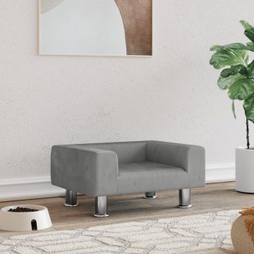 Кучешко легло светлосиво 50x40x26,5 см кадифе