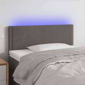 LED горна табла за легло, тъмносива, 80x5x78/88 см, кадифе