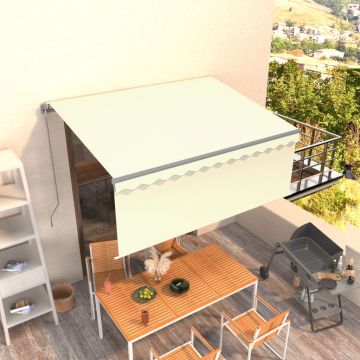 Ръчно прибиращ се сенник с щора Sanya, 3,5x2,5 м, кремав
