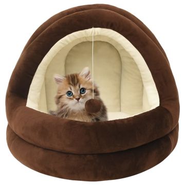 Котешко легло 50x50x45 см кафяво и кремаво