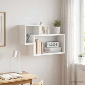 Стенен рафт Монтиране на стена Бяло 55 x 15 x 35 см