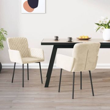 Трапезни столове Kinney, 2 бр, кремави, кадифе