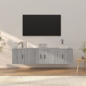 Комплект ТВ шкафове от 3 части, сив сонома, инженерно дърво