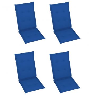 Възглавници за столове 4 бр кралско сини 120x50x3 см плат