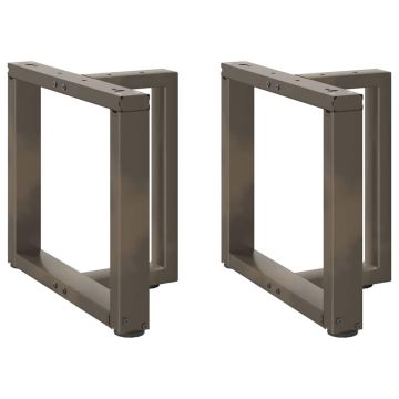 Крака за масичка за кафе, Т-образни, 2 бр., естествена стомана, 50x25x(42-43) см, стомана