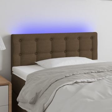 LED горна табла за легло, тъмнокафява, 100x5x78/88 см, плат