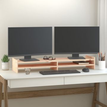 Поставка за монитор, 100x27x15 см, бор масив