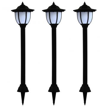 Градински соларни лампи, 3 бр, LED, черни