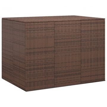 Кутия за градински възглавници PE ратан 145x100x103 см кафява