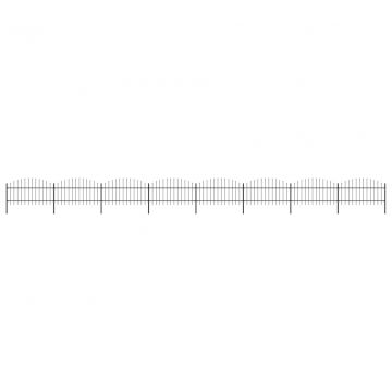 Градинска ограда с пики, стомана, (1-1,25)x13,6 м, черна