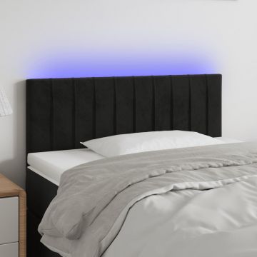 LED горна табла за легло, черна, 80x5x78/88 см, кадифе