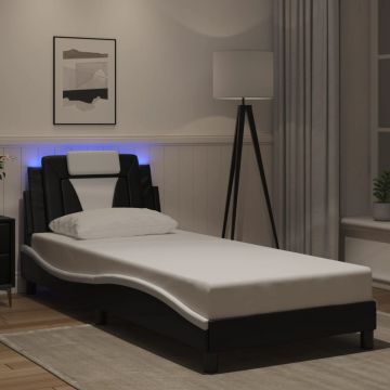 Рамка за легло Viana с LED без матрак черно и бяло 80x200 см