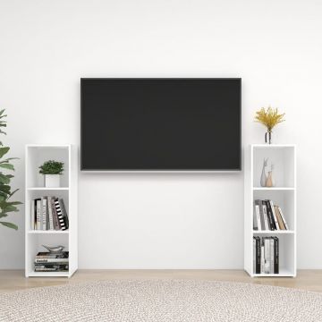 ТВ шкафове Konnor, 2 бр, бели, 107x35x37 см, ПДЧ