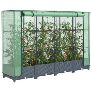 Повдигнато легло с покривало за оранжерия, ратанова имитация, 160x40x123 см