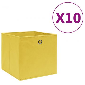 Кутии за съхранение 10 бр нетъкан текстил 28x28x28 см жълти