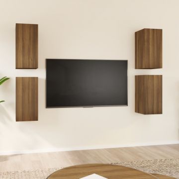 ТB шкафове, 4 бр, кафяв дъб, 30,5x30x60 см, инженерно дърво