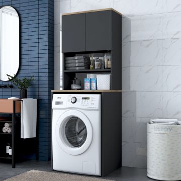 Шкаф за пералня KD101, цвят Орех Антрацит