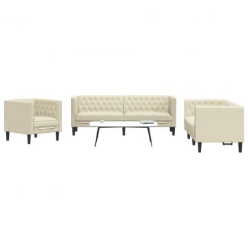Комплект диван от 3 части Chesterfield Cream Faux Leather