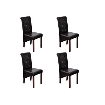 Трапезни столове Lynch, 4 бр, кафяви, изкуствена кожа
