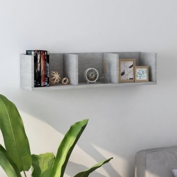 CD стенен рафт, бетонно сив, 75x18x18 см, инженерно дърво