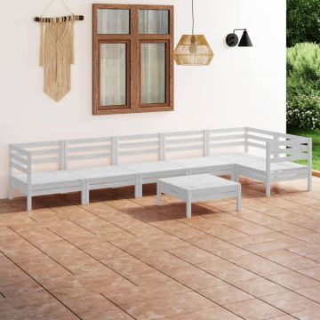 Градински лаундж комплект Brielle, 7 части, бял, бор масив